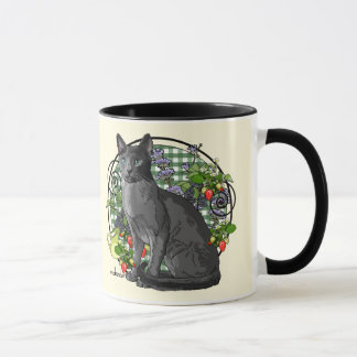 Caneca Gato azul do russo com bagas