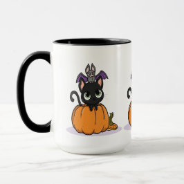Caneca Gato bonitinho de Halloween