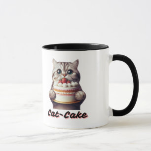 Caneca Gato bonito com bolo - Arte de Foodie Animal Kawai