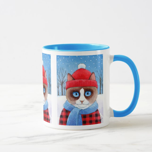 Caneca Gato bonito do sapato de neve, natureza nevado do (Direita)