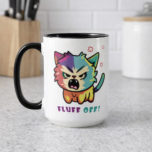 Caneca Gato bonito e zangado a assombrar o Fluff Off.