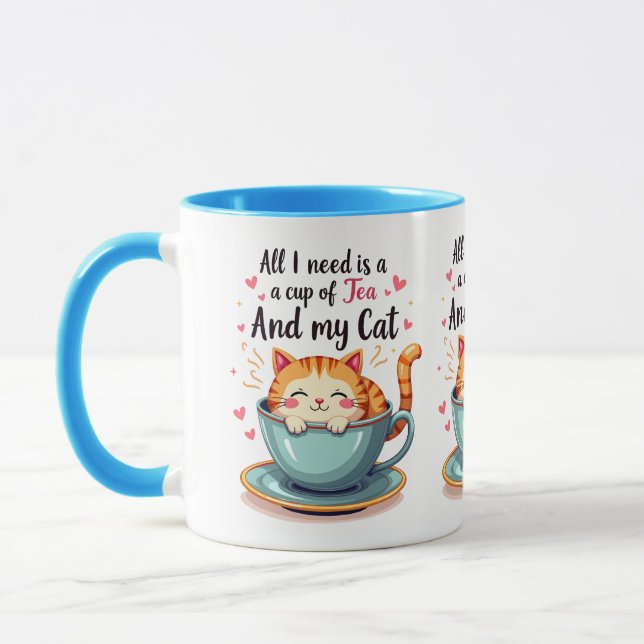 Caneca Gato bonito em Teacup Kawaii Cozy Art (Esquerda)