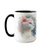 GATO BRANCO BONITO DE COR DA ÁGUA COM OLHOS AZUIS