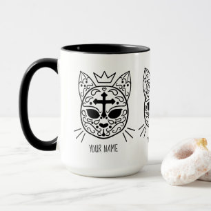Caneca Gato branco do gatinho do crânio do açúcar do