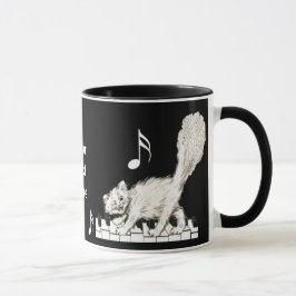 Caneca Gato Branco em Chaves Piano