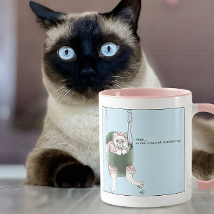 Caneca Gato Branco Rosa Vestido Engraçado Engraçado