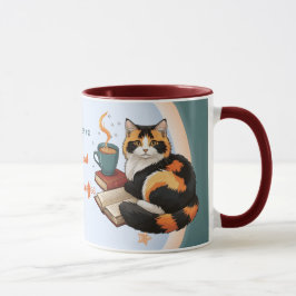 Caneca Gato Calico Azul Teal Mágico Personalizado & Canec