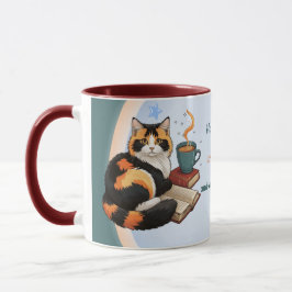 Caneca Gato Calico Azul Teal Mágico Personalizado & Canec