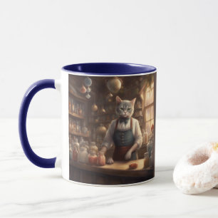 Caneca Gato caprichoso trabalha na Loja Geral Antiga