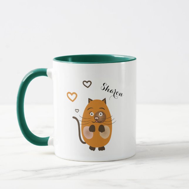 Caneca Gato castanho-branco (Esquerda)