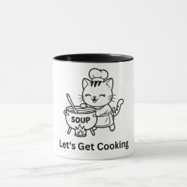 Caneca Gato Chef Fofo Cozinhando Sopa Arte Comida