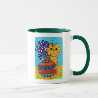 Caneca Gato com as íris no vaso de Talavera