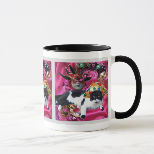 CANECA GATO COM HARLEQUIN HAT E MÁSCARAS DE MASCARADA (Direita)