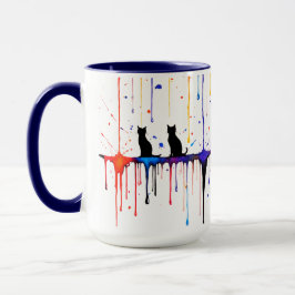 Caneca Gato com Salpicos Artísticos