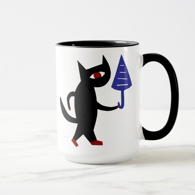 Caneca Gato com um guarda-chuva (Direita)