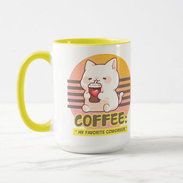 Caneca gato com uma citação de café cardíaco (Esquerda)