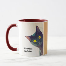 Gato Curioso e Engraçado, ilustrado Mug