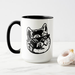 Caneca Gato da respiração pesada com óculos de sol de