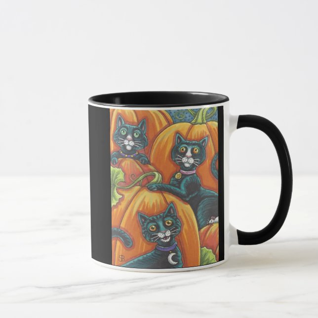Caneca Gato de Abóbora Preto do Gato de Halloween (Direita)