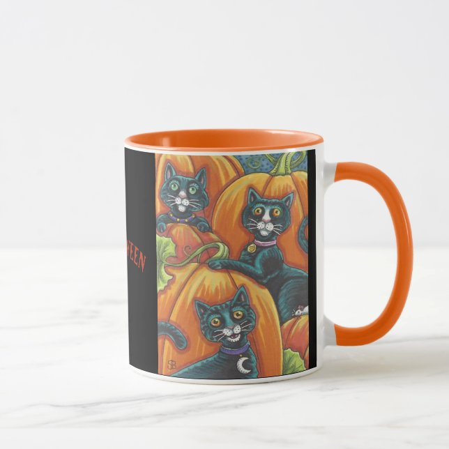 Caneca Gato de Abóbora Preto do Gato de Halloween (Direita)