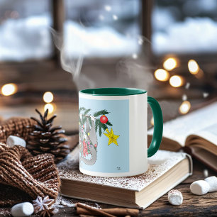 Caneca Gato de Árvore de Natal Engraçado