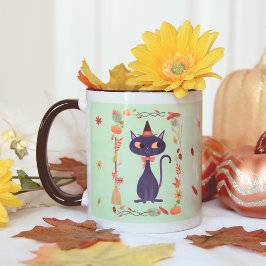 Caneca Gato de Bruxa Bonita do Halloween