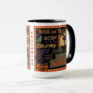 Caneca Gato-de-bruxa-bruxa, Gato-de-bruxas Personalizável