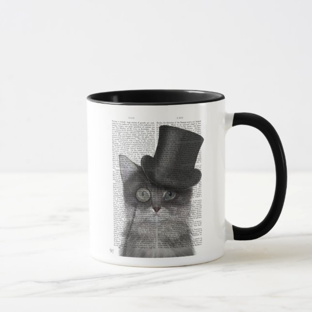 Caneca Gato de cinza com Chapéu Superior (Direita)