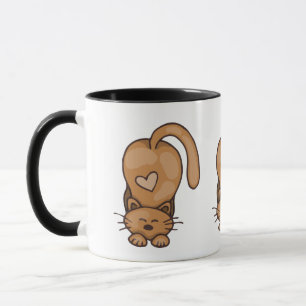 Caneca Gato De Gatinho Marrom Bonito Com Coração