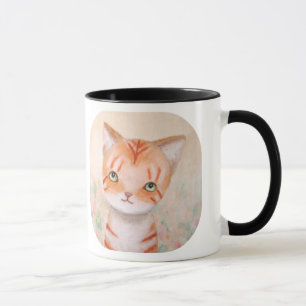 Caneca Gato de gato malhado alaranjado no Pastel chique
