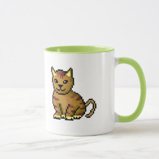 Caneca Gato de gato malhado marrom legal do pixel