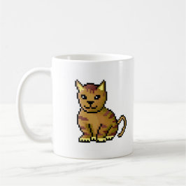 Caneca Gato de gato malhado marrom legal do pixel