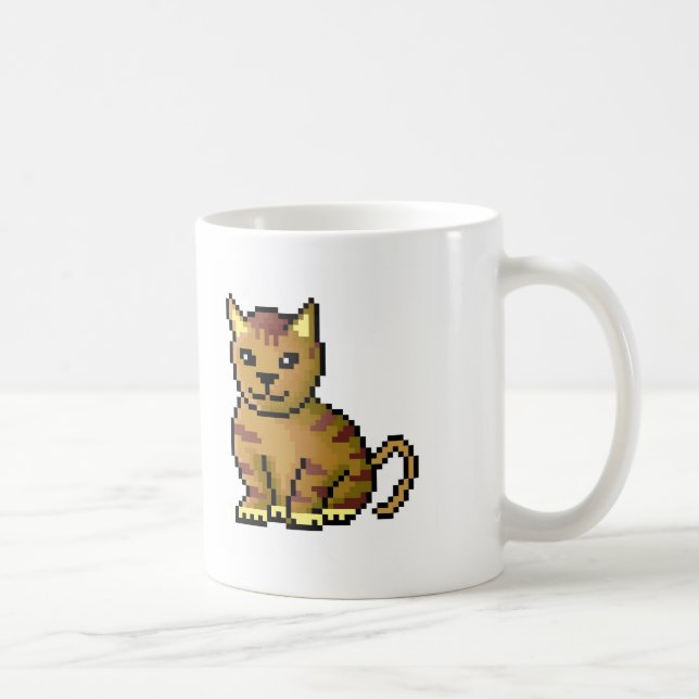 Caneca Gato de gato malhado marrom legal do pixel (Direita)