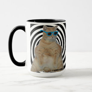 Caneca Gato de gordura com óculos escuros Café
