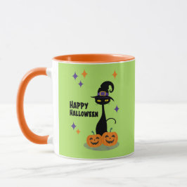 Caneca Gato de Halloween Atômico do Século médio