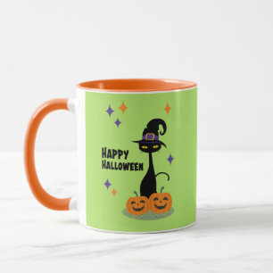 Caneca Gato de Halloween Atômico do Século médio