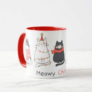 Caneca Gato de Natal bonito