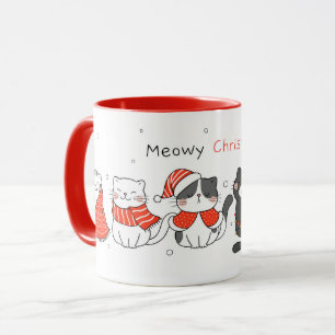 Caneca Gato de Natal bonito