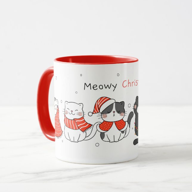 Caneca Gato de Natal bonito (Frente Esquerda)