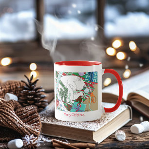 Caneca Gato de Natal Branco