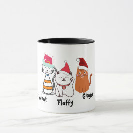 Caneca Gato de Natal de Gatinho Personalizado Bonito