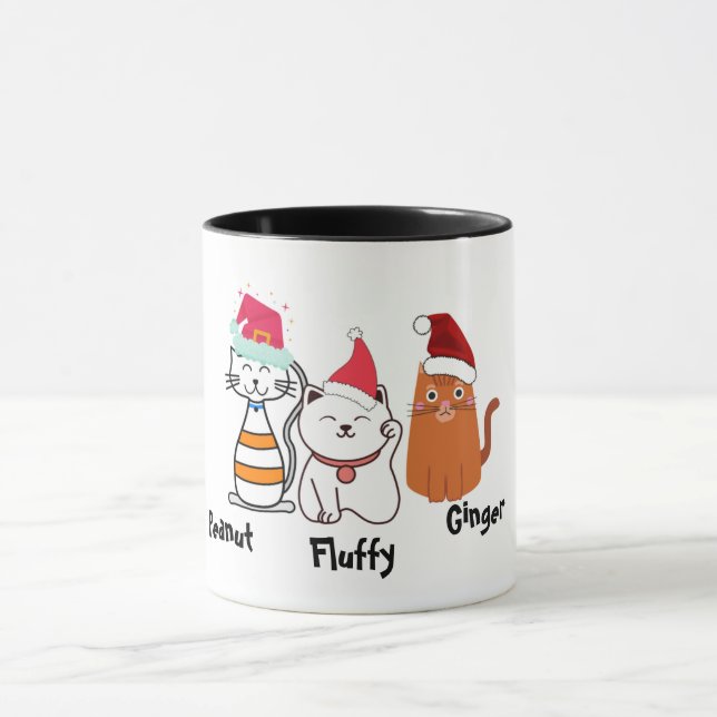 Caneca Gato de Natal de Gatinho Personalizado Bonito (Centro)