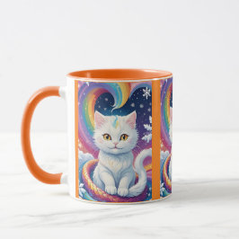Caneca Gato de Natal de Neve Branca e Bonita
