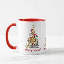 Caneca Gato de Natal Meowy Fofo Árvore de Natal