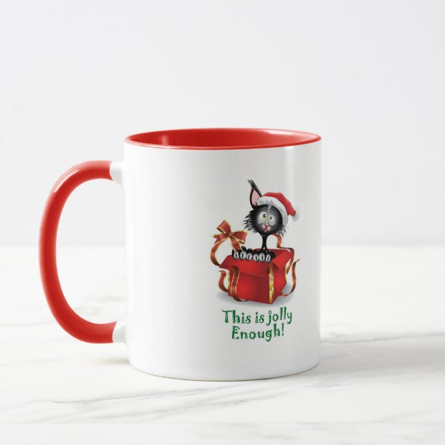 Caneca Gato de Natal Negro Louco e Louco (Esquerda)