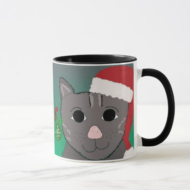Caneca Gato de Natal num Chapéu Vermelho de Papai Noel (Direita)