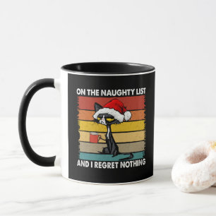 Caneca Gato de Natal rabugento na lista travessa