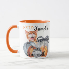 Caneca Gato-de-Obra-Laranja-Gato-de-Obra-Alô Nome Pumpkin