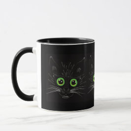 Caneca Gato De Olhos Verdes Sorridentes