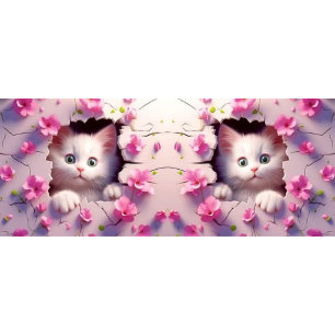 Caneca Gato de Patas de Cerejeira Rosa - Gatinho Floral F